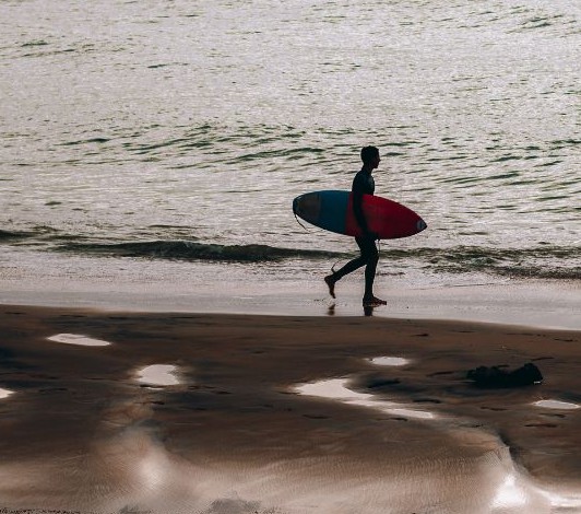 Surfboards for rent at the hostel