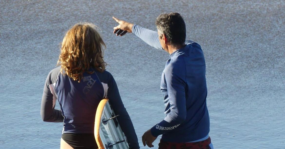 Surf lesson on beach